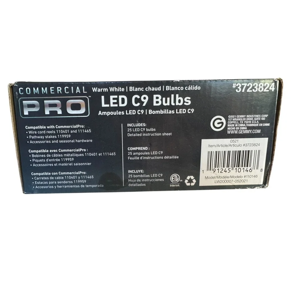COMMERCIAL PRO LED C9 Bulbs Warm White 25 pc Christmas Holiday Lights‎ #3723824